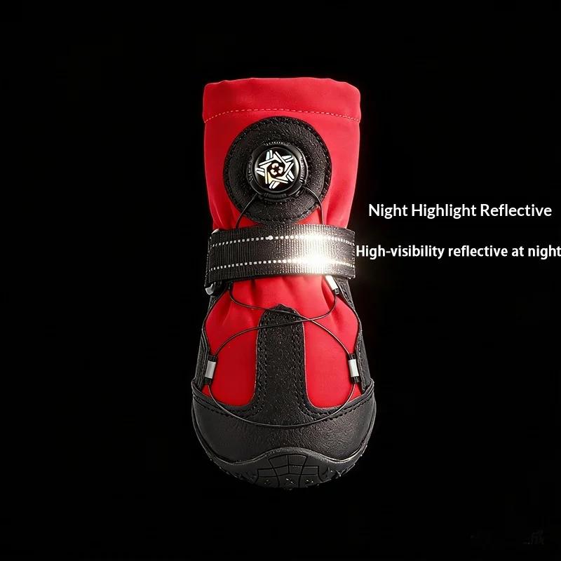 Heavy-Duty Dog Boots with Rotating Dial for Med Large Dogs Anti-Slip Waterproof Outdoor Dog Boots Paw Protector Hike Snow&Street
