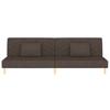 2 Seater Sofa Bed with 2 Pillows Brown Fabric