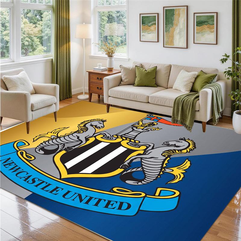 Newcastle United Football Design Crystal Velvet Rug Soft Decorative Mat for Bedroom Entrance
