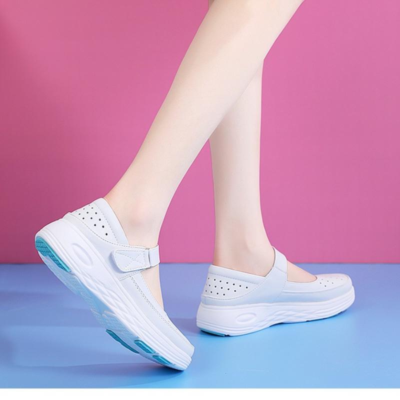 Women's Shoes Women's Sports Shoes Sliding Sleeves Sloping Heels White Women Loafers Casual Flat Shoes Comfortable Nursing Shoes