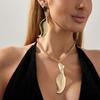 Ingemark Trendy Simple Geometry Smooth Spiral Pendant Necklace Stud Earrings Women Retro Adjustable Metal Chain New Jewelry Set