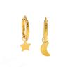 Trendy PVD Tarnish Free & Waterproof 18K Gold Plated Moon Star Dissymmetry Stainless Steel Earrings for Women