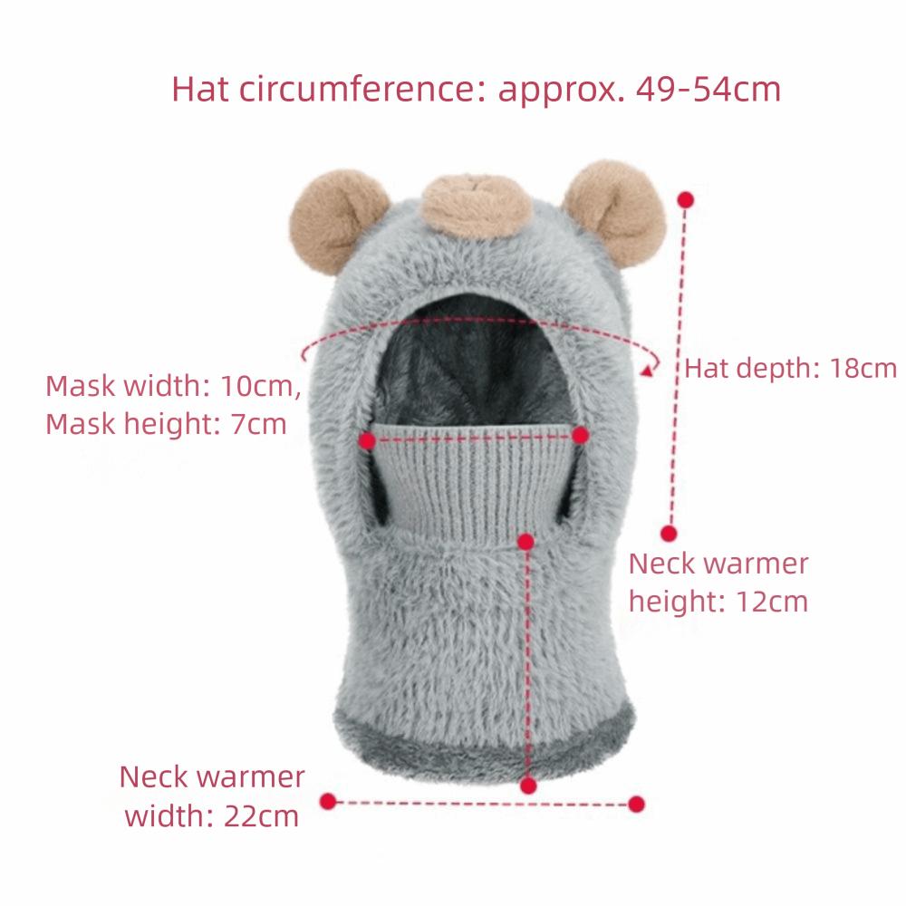 Thick Warm Children's Balaclava Hat Plush Kids Bear Hat Pullover Cap Face Guard Hat Cold Weather