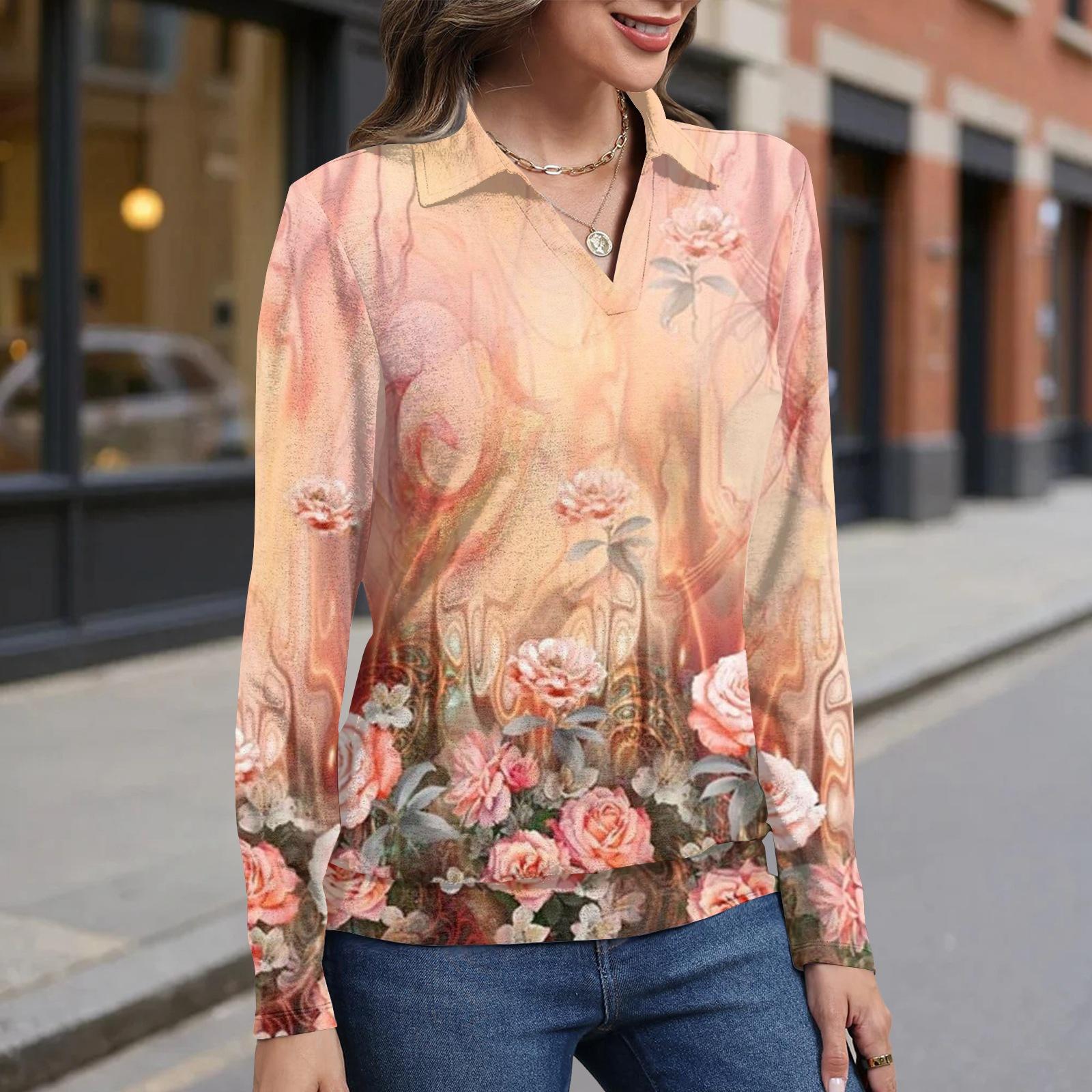 

Женский модный топ с длинными рукавами в стиле ретро с принтом XL