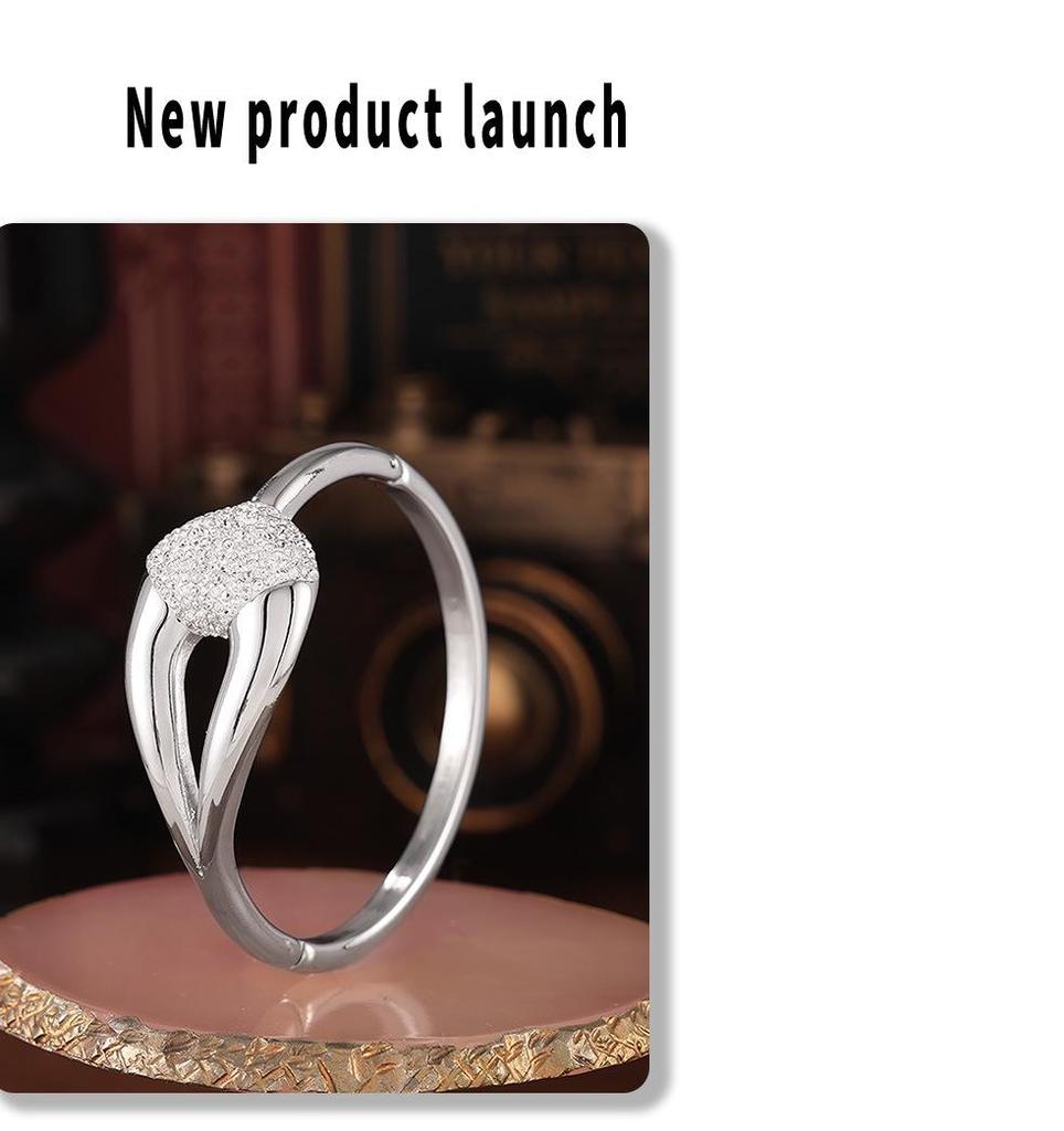 Chic Titanium Steel Bracelet with Inlaid Diamonds - Elegant, Simple Design for Women