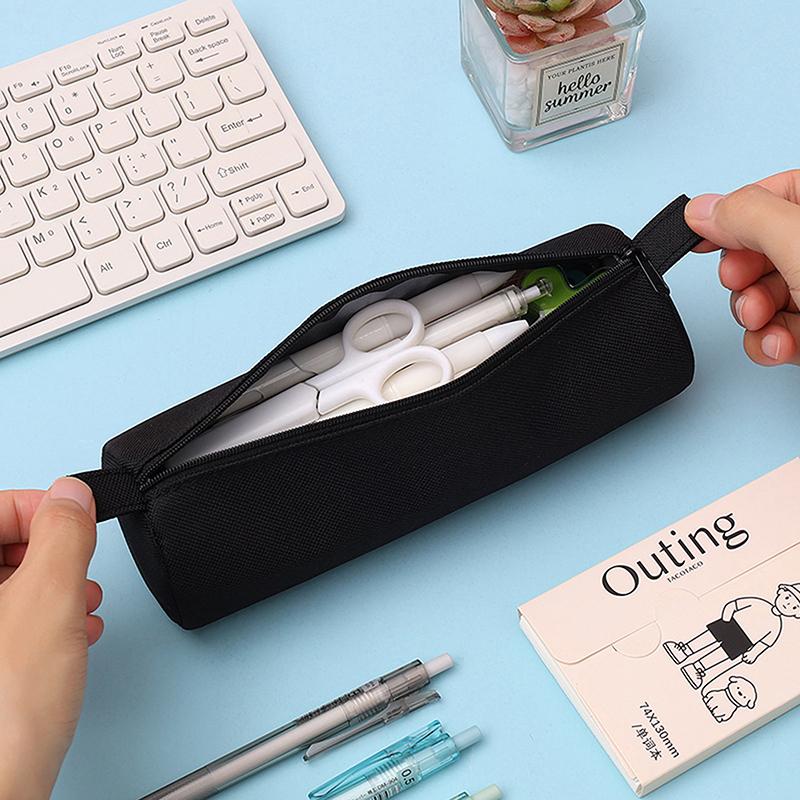 Einfaches Federmäppchen Niedliche zylindrische Schreibwaren-Aufbewahrungstasche Große Kapazität Schreibwarentasche Modisches Reißverschluss-Federmäppchen Geschenke