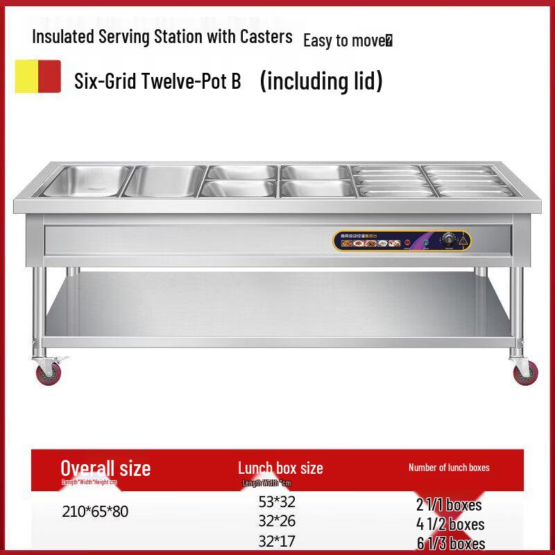 Commercial Food Warmer Cart with Soup Pots