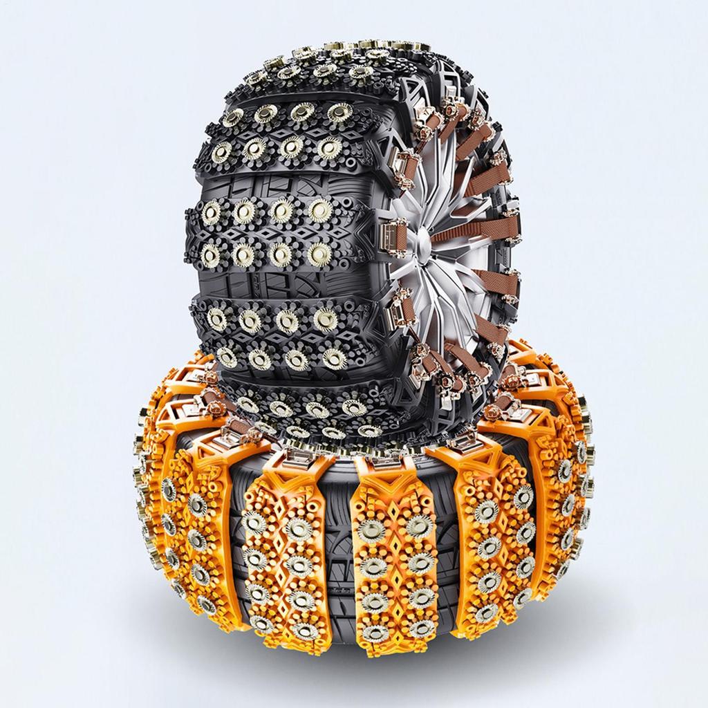 Snow Chains For Trucks 8-Pieces Anti-Slip Traction Reusable Anti Skid Snow Chains Fit 6.5-9.65-inch Tires For SUV Truck RV