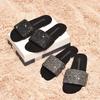 Flat-bottomed rhinestone slippers outer wear summer 2025 new fashion versatile special large size 41-45 Internet celebrity sandals ins tide