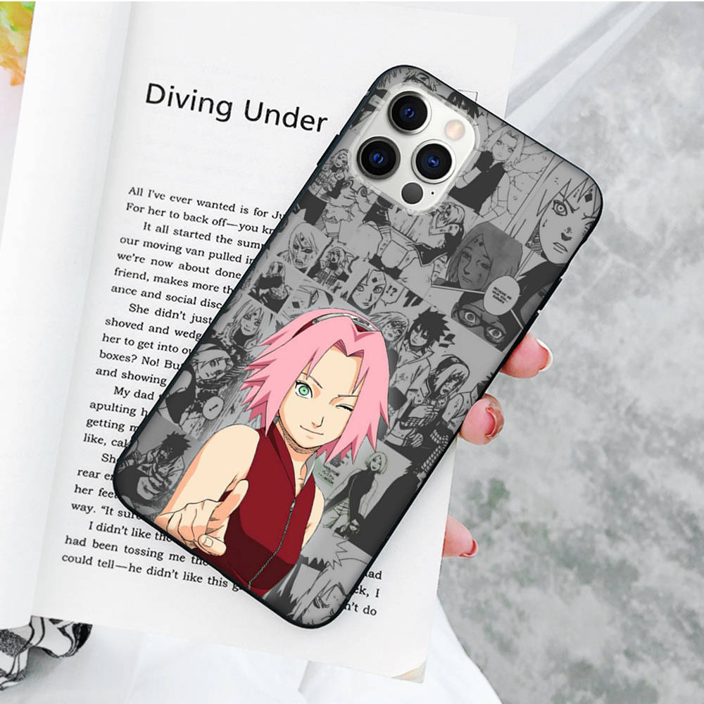 JW85 Naruto Hinata Sakura Černý měkký kryt pro Samsung Note 20 Lite S24 Ultra S23 A03 A05 A06 A11 A71 A15 A16 A13 A24 A25 A33 A52 A53 A50 M55 M35 Plus