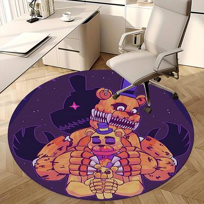 Freddy Fazbear,Five Nights at Freddy's Stuhlmatte Runder Teppich Büroteppich, Maschinenwaschbar, Rutschfest, Geeignet für Wohnzimmer, Schlafzimmer