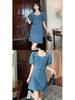 2025 Summer Women's Slim-Fit Denim Dress: Age-Reducing, Waist-Cinching, Short Sleeve, Mid-Length Style