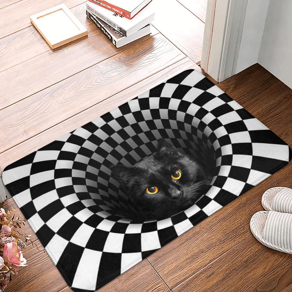Realistic 3D Wolf  Peeking Out Of Torn Doormat Anti-Slip Bathroom Kitchen Mat Living Room Floor Door Entrance Carpet Rug