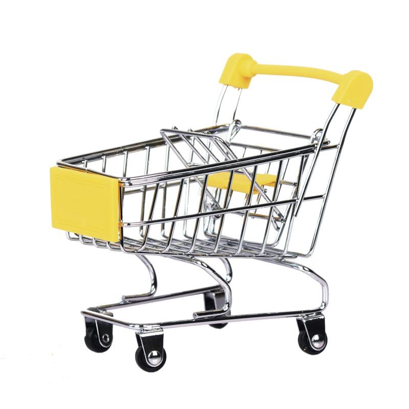 Mini Supermarket Shopping Trolley Cart Desktop Model Children's Toys Home Decoration Storage Miniature Ornament Toy Gift
