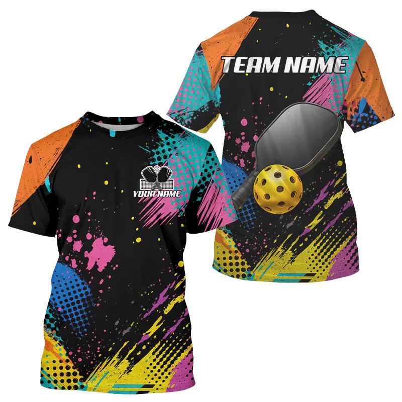 3D Print Cool Flame Graffiti Pattern Pickleball T-shirt Unisex Custom Your Name O-neck Short Sleeve Tee Shirts Summer Breathable