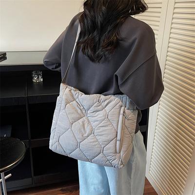 2025 Autumn and Winter New Casual Large-Capacity Cotton Clothing Bag Embroidery Shoulder Bag Hand-Held Crossbody Shoulder Bag Women