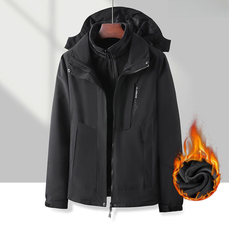 Jacket Men's and Women's Two-piece Set, Liner Fleece Thickened Overalls