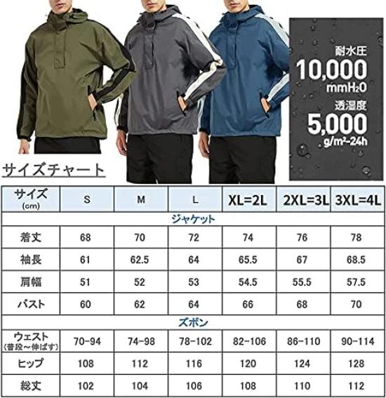 Arashiyama Golf Rainwear Windbreaker Rain Suit Set for Outdoor and Commuting Size Men's (Waterproof, Lightweight, Stretch) Activities, Motorcycle,