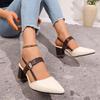 Fashion Women's Pointed Toe Block High Heel Sandals Summer Fashion Mixed Color Back Strap Pumps Fashion Ladies Chunky Heels Dress Shoes