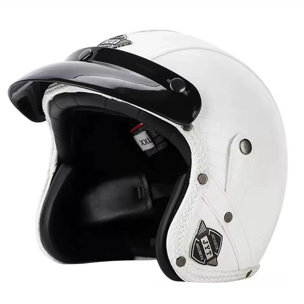 Retro Motorcycle Helmet PU Leather Open Face Chopper Bicycle Helmets Classic Casco Moto Vintage Capacete De Moto Helmet ECE DOT