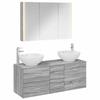 Bathroom Furniture Set 4 Pcs Grey Sonoma Engineered Wood and Glass