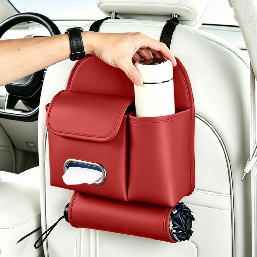 Space Saving Car Backseat Organizer PU Leather Car  Seat Back  Tissue Box  Car Interior