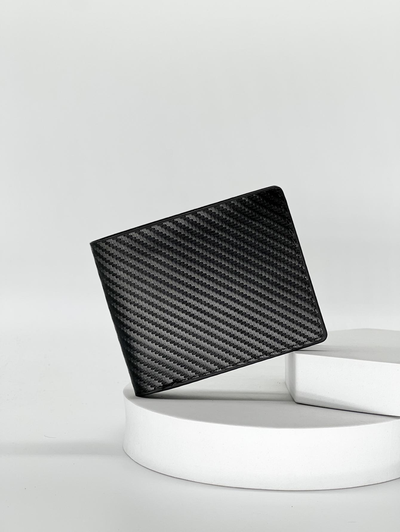 

Модный тренд Business Casual Студенты Простой мужской короткий кошелек Карбоновое волокно с карманом для карт Кошелек