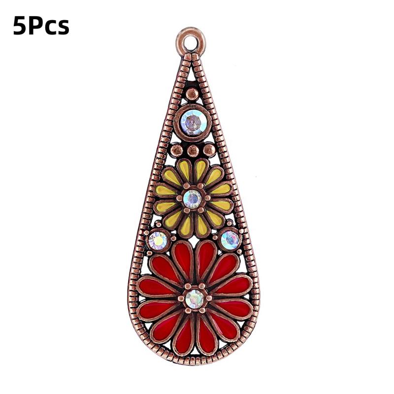 5Pcs Bohemia Enameling Teardrop Pendants For Women Diy Earrings Necklaces Pendants Charms Making Jewelry Accessories
