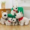 Doll Cartoon Dog Plush Animal Wearing Scarf High Elasticity Pp Cotton Filling