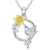 Charm Female Crystal White Stone Bird Animal Pendant Necklace Vintage Silver Color Wedding For Women