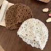 Hollow Knitted Pullover Hat Solid Color Beanies Cap Sweet Crochet Flower Hat  Girls