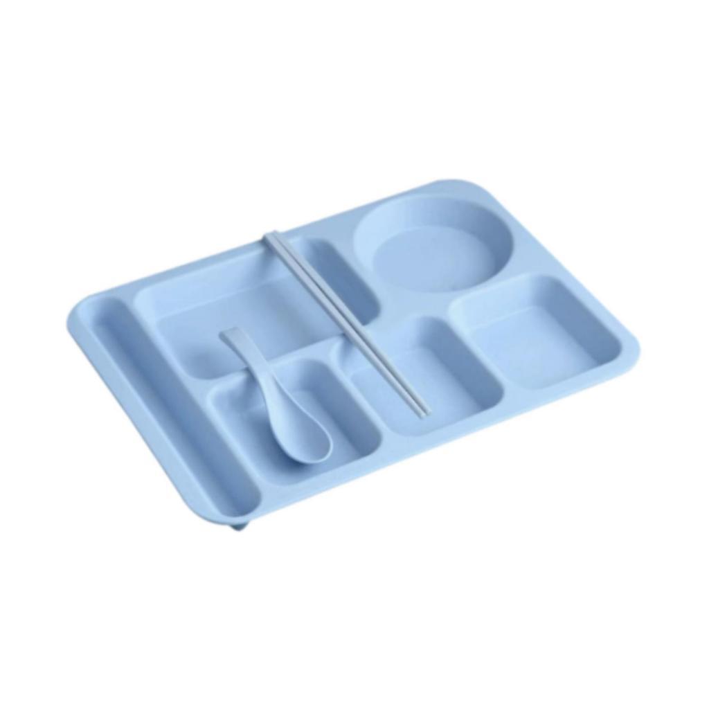Dinner Plate Straw Lunch Snacks Dish Spoon Chopsticks Set