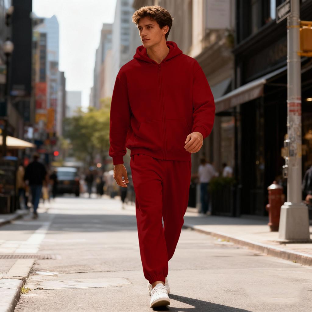 Men's Sweatshirt Suit Men's Solid Color Casual Sports Suit Sweatshirt Suit