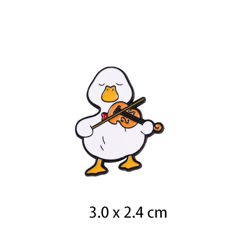Cute Musician Duck Enamel Brooch Creative Cartoon Violin Piano Baton Guitar Animals Lapel Pins Backpack Jewelry Gifts For Kids