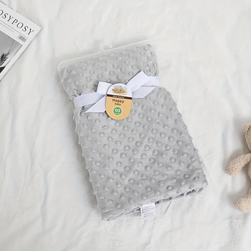 90x73cm Baby Bean Blanket - Bubble Design Double Layer Warm Solid Color Sensory Security Blanket for Stroller/Car Seat/Travel