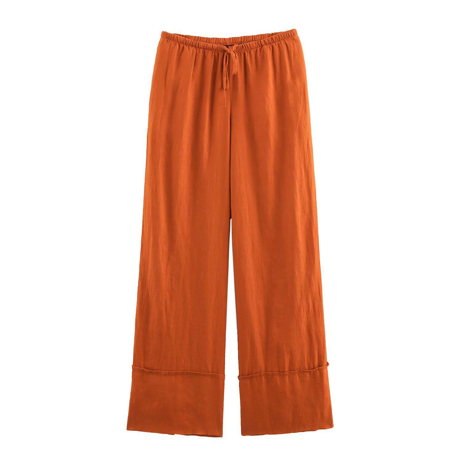 

Женская мода весна 2025: Льняная рубашка и повседневные длинные брюки в европейском и американском стиле Medium