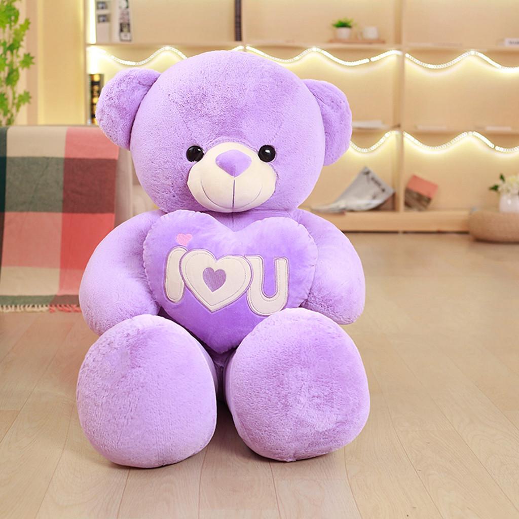 

Adorable Cartoon Heart Bear Plush Toy Soft And Cuddly Doll Gift For Girlfriend 50cm фіолетовий