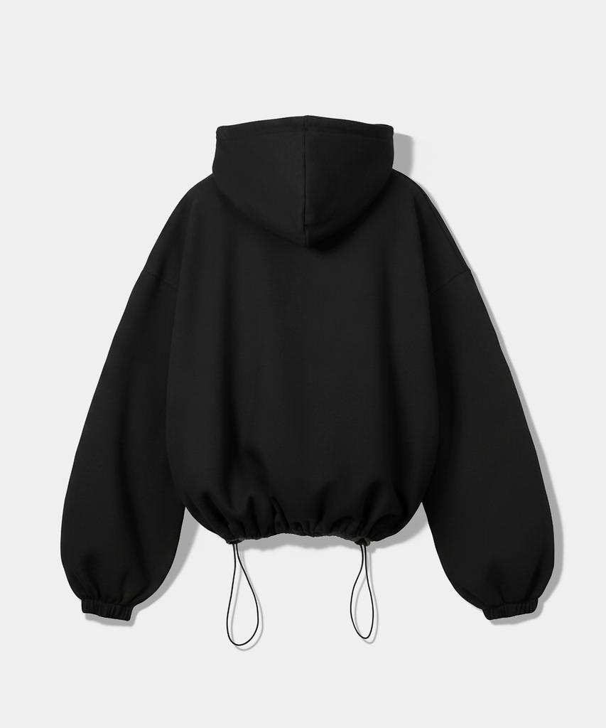 [Set] Small Slow And Soft String Oversized Hoodie + One-Pleat String Pants - Black