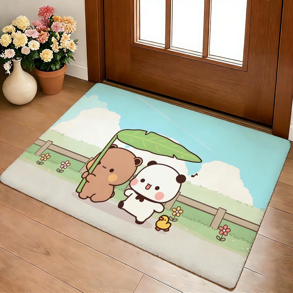 Bubu and Dudu Cute Floor Mat Cozy Flannel Soft Thick Non-Slip Mat for Living Room Bedroom Kitchen Decor Rugs