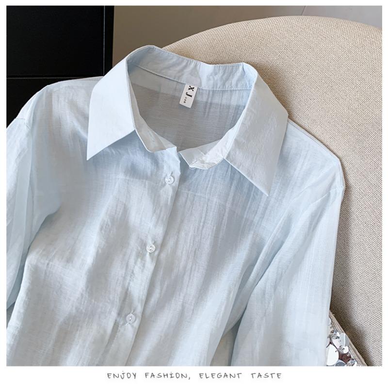 Elegant Back Slit Strap Splicing Lace Sunscreen Shirt Long Sleeved Loose Jacket for Women's Bow Tie Summer Fashion Thin Loose Fit Shirt Sweet Blouse