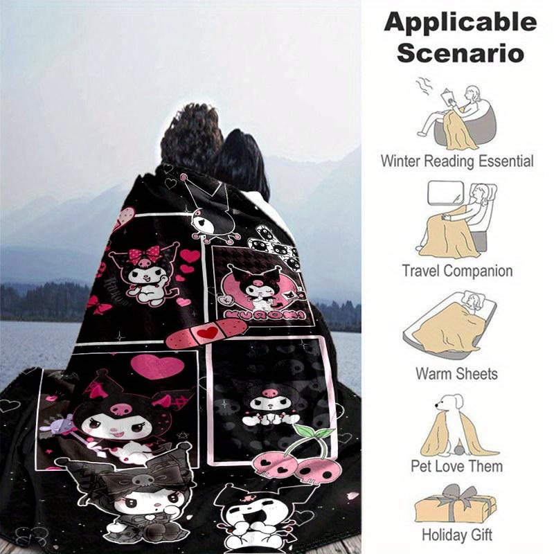 1pc. Cute Gothic Kuromi Plushie Decorative Blanket - Perfect for Home, Office, Outdoor Use, Gift Idea, Suitable for Al