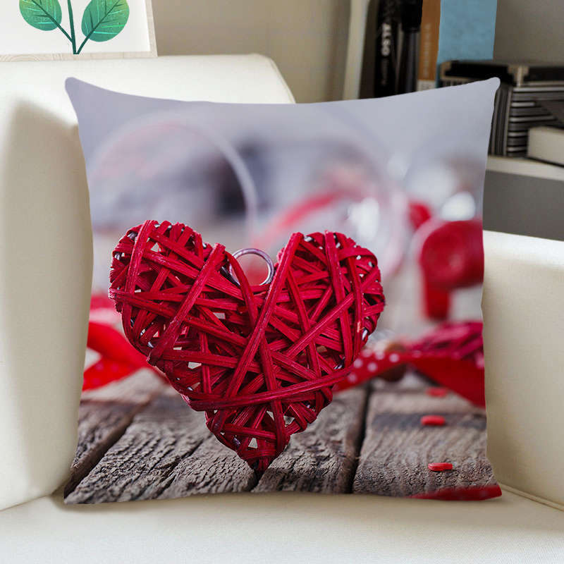 Greeting Card European Bow Gift Peach Skin Valentine's Day Pillow Case Pillow Car Sofa Cushion Cushion