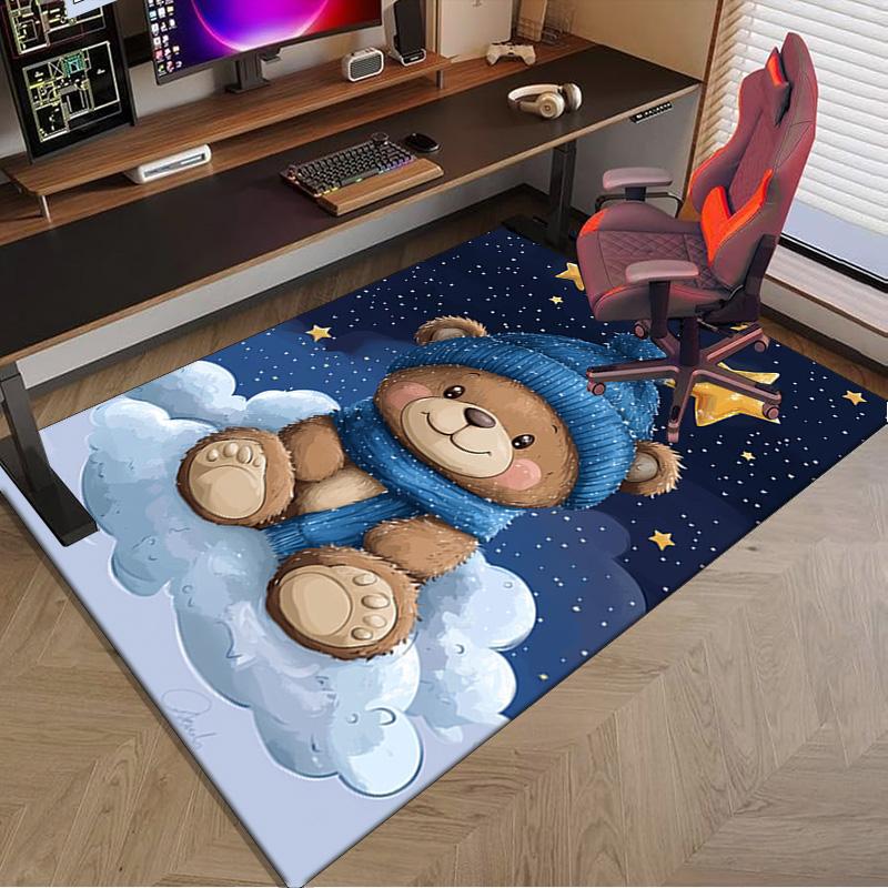 Teddy Bear Night Sky Carpet, Chair Rug,Rug for Office Bedroom living rooms, Doormat decor Fan Gift Christmas Gift