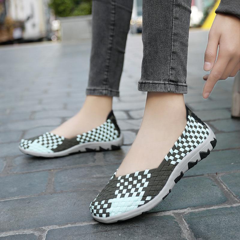 Large size hand-woven shoes flat bottom light breathable sandals sports and leisure single shoes tide