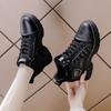 Inner Heightening Women's Shoes Autumn and Winter New Casual Shoes Elastic Band Wedge Heel Travel Shoes Short Martin Boots Women