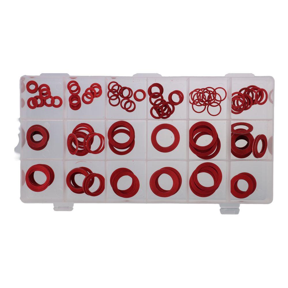 150Pcs Red Fiber Washer Assortment Kit 14 Sizes Flat Ring Washers Sealing Washers Set
