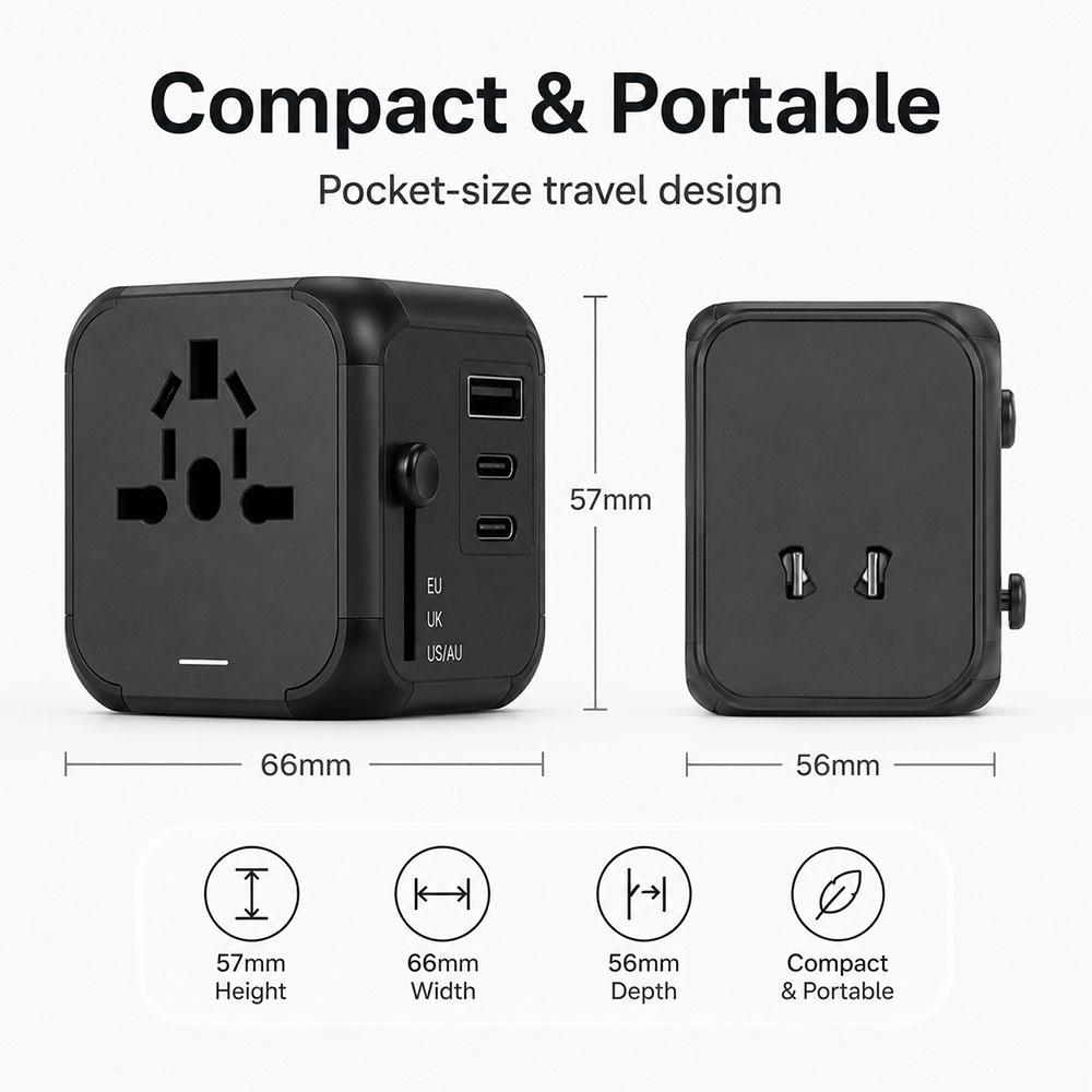 Universal Travel Adapter, Multi Plug 220v to 5v Outlet usb Type c Socket Multicontacto con usb y Corriente Charger For EU/UK/USA