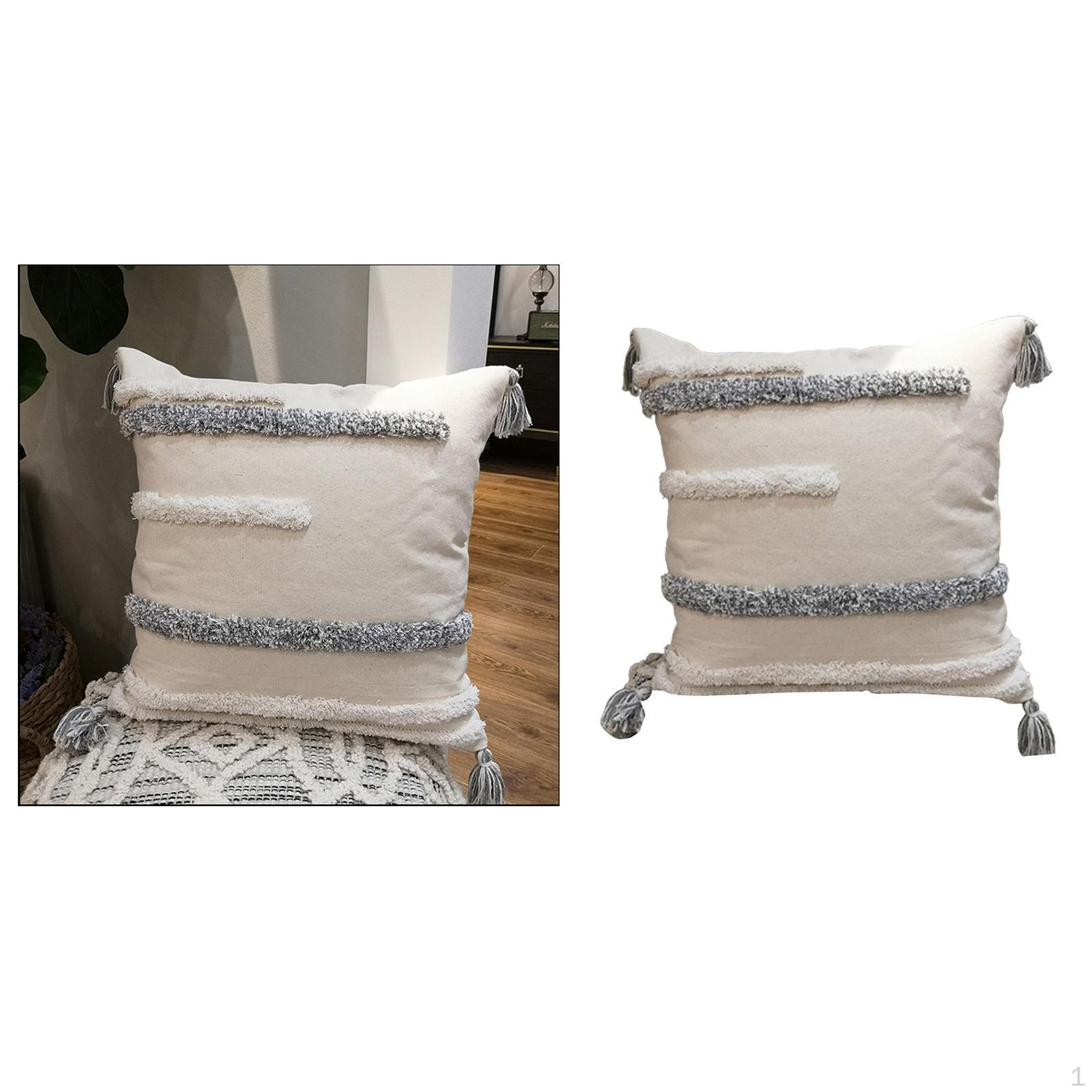 

Braided Quilted Cushion Cover with Tassels for Sofa Bed D 45x45cm