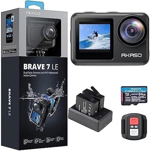 Caméra Sport AKASO Brave 7 LE - 4K - Étanche - Stabilisateur Electronique - Noir