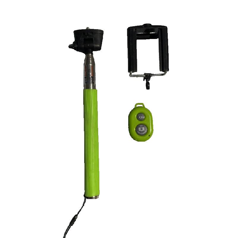 

Stainless Extendable Steel Selfie Stick With Bluetooth Remote Outdoor Control Green